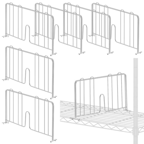 MorningRo 6 Pcs 18" W x 9" H Wire Shelf Divider Chrome Plated Steel Wire Rack Divider for Shelving Metal Accessories for Bathroom Kitchen Office Pantry Room Storage Organization, Silver