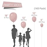 PartyWoo Cavern Pink Balloons, 140 pcs Boho Pink Balloons Different Sizes Pack of 18 Inch 12 Inch 10 Inch 5 Inch Dusty Pink Balloons for Balloon Garland or Balloon Arch as Party Decorations, Pink-F54