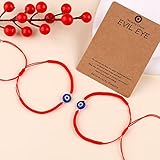 Handmade String Red evil eye bracelets blue evil eye jewelry bracelet for women men teens pack of 2 braclets mal de ojo bracelets ojo turco pulsera (2 Red with silver bead)