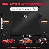 Zettum Car Windshield Cover for Ice and Snow - 600D Windshield Snow Cover with Side Mirror Cover Heavy Duty, Standard Winter Frost Hail Protector for Most Car, Truck, SUV, Van and MPV (70 x 50 Inch)