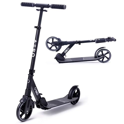 Aero Two Wheels Kick Scooters for Kids Ages 6-12, Teens and Youth. Big Wheel Scooter for Boys and Girls, with Shock Absorption, Max 176lbs, Foldable and Height Adjustable