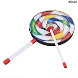 BQLZR 7.9" Lollipop Shape Hand Drum Percussion Musical Instruments Tool with Candy Drumstick Pack of 5