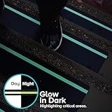 LifeGrip Anti Slip Traction Treads with Glow in Dark Stripe (10-Pack), 6" X 32", Best Grip Tape Grit Non Slip, Outdoor Non Skid Tape, High Traction Friction Abrasive Adhesive for Stairs Step