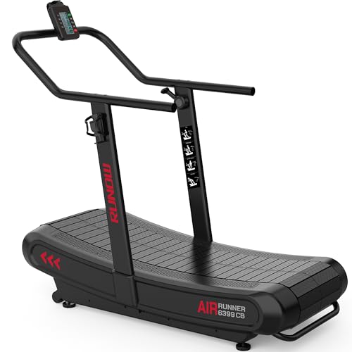 RUNOW Curved Treadmill with 4 Resistance Levels Non Motorized Manual Treadmill with LCD Display,Self Generated Air Runner for Home & Commercial Use 450LBS Capacity