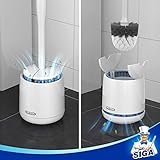 MR.SIGA Toilet Bowl Brush and Holder, Premium Quality, with Solid Handle and Durable Bristles for Bathroom Cleaning, White, 1 Pack