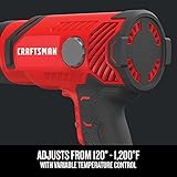 CRAFTSMAN Heat Gun, Corded, Variable Heat Setting up to 1200 Degrees, 1500 Watt (CMEE531)