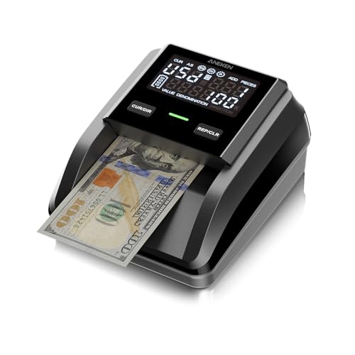 Aneken AL-139 Counterfeit Bill Detector with 2.8" Digital Screen, Total Value & Add Function, 4-Way Orientation & Traceable Records Counterfeit Money Detector, Compatible with USD/EUR/GBP/MEX