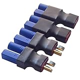 AYECEHI 2Pairs EC5 to T-Plug Deans Style Male Female RC Connector Adapter EC5 Male to T Plug Female, EC5 Female to T-Plug Male Compatible with Arrma E-flite for RC Car Truck Airplane Lipo and More