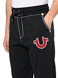 True Religion Men's Big T Cross Stitch Straight Sweatpant, Jet Black