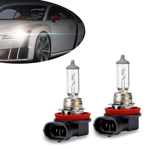 dawfall Pack-2 Car H11 Halogen Bulbs, 55W 12V Quartz Lamp, Super Bright Beam Low/High Beam Fog Light Replacement, All-in-one Plug and Play Bulb, Universal Lighting Accessories for Cars (White Light)