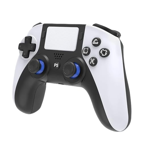 ESSILX Wireless Controller Compatible with PS5, PS5 Pro, PS5 Slim, Turbo Function, 6 Axis Gyro Sensor, Dual Vibration, White.