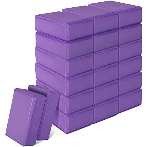 20 Pcs Yoga Blocks Bulk Eva Foam Exercise Brick Purple Non Slip Gymnastic Soft High Density Dance for Girls Women Toning Meditation Stretching Yoga Pilates Accessories