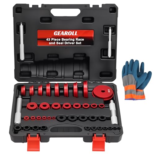 GEAROLL Bearing Press Kit, Bearing Race and Seal Driver Set, Bearing Race Punch Set with Seal Driver and Bearing Adapters, Bearing Seal Driver Kit (43 Piece Bearing Press Kit)