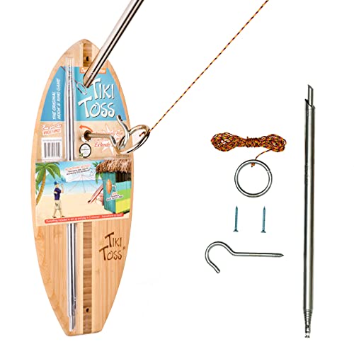 Tiki Toss Deluxe 13" Ring Game - Indoor/Outdoor with 5ft Pole - Sports & Outdoors, Easter Basket Stuffers Gifts
