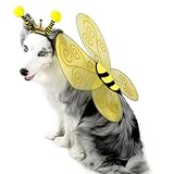 Wodison Bee Dog Headband and Wings Costume Set, Bee Wings Headband Accessories for Large Dog Halloween Christmas Birthday Festival Party Cosplay