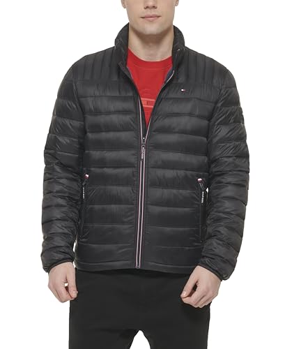 Tommy Hilfiger Men's Water Resistant Ultra Loft Down Alternative Puffer Jacket, Black, Medium