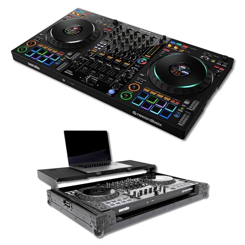 Pioneer DDJ-FLX10 4-Deck DJ Controller and Headliner Flight Case with Laptop Platform