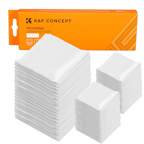 K&F Concept 80 Pack Microfiber Cleaning Cloths for Glasses, 6''x6'' Individually Wrapped Lens Cleaning Cloths for Cameras, LCD Screens, iPad, Tablets, Laptops, Telescope