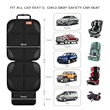 SMART ELF Car Seat Protector, 2Pack Seat Protector Protect Child Seats with Thickest Padding and Non-Slip Backing Mesh Pockets for Baby and Pet,Sedan SUV Truck (Black)