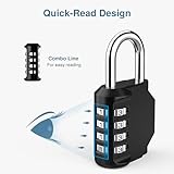 Puroma 2 Pack Combination Lock 4 Digit Locker Lock Outdoor Waterproof Padlock for School Gym Locker, Sports Locker, Fence, Toolbox, Gate, Case, Hasp Storage (Black)