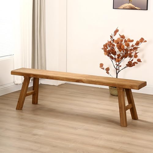 PLMOKN Wooden Narrow Bench Indoor Farmhouse Entryway Long Rustic Noodle for End of Bed Hallway Church Pew Breakfast Nook Kitchen & Dining Room Benches,78.7X10.2X17.7 Inch