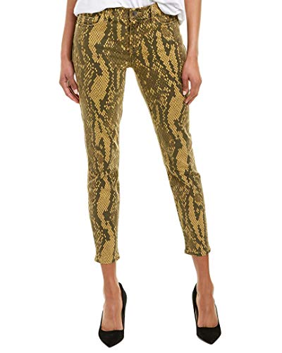 Current/Elliott Womens The Stiletto Denim Snake Print Ankle Jeans Green 26