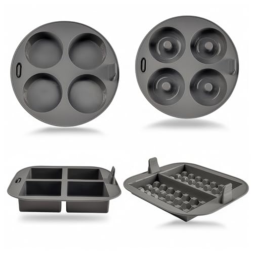 Set of 4 - EM Silicone Air Fryer Liners – Reusable Air Fryer Accessories with Cupcake, Donut, Brownie, Waffle Molds – Heat-Resistant, Food-Grade Silicone for Ninja, Gourmia.