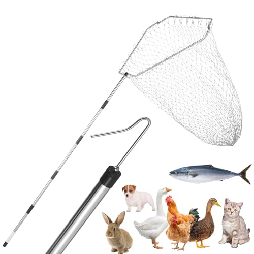 TOXYMHO Chicken Catcher, Adjustable from 29 inches to 74 inches Chicken Net,Chicken Leg Hook, Suitable for Catching Outdoor Animals Such as Chickens, Ducks, Fishnet,Geese,Birds (15.3 x 23.2 inch net)