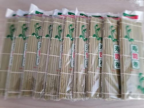 LEQC 10pc Set bamboo Sushi Mat 9.5" X 9.5" Sushi Roller - Chef Grade Bamboo Sushi Rolling Mat - Premium Quality Sushi Mat Roller (green)