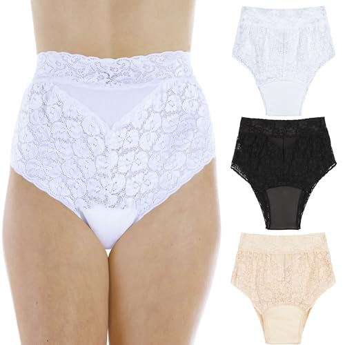 Wearever 3-Pack Women's Assorted Lovely Lace Regular Absorbency Incontinence Panties Assorted Colors Small (Fits Hip: 35-37")