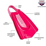 Arena Unisex Adult Powerfin Pro II Swim Training Fins Men and Women Silicone Short Blade Flippers Left/Right Customized, Pink, Size 6-7