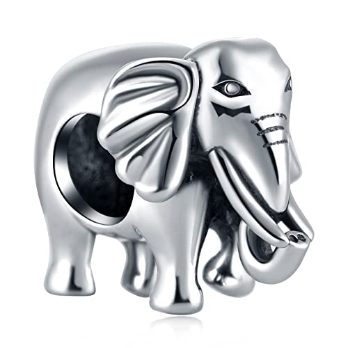 Lucky Elephant Charms, Antique 925 Sterling Silver Elephant Dumbo Beads, fits Pandora Animal Bracelet Necklace, Gifts for St. Patrick's Day/Mothers Day/Christmas