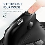 DeLUX Seeker Wireless Ergonomic Vertical Mouse with OLED Screen, BT and USB Receiver, Connect with Up to 4 Devices, Thumb Wheel, 4000DPI, Programmable Rechargeable Silent Mouse(M618XSD-Black)