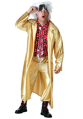 Back to The Future II Adult Emmett Brown Costume Men's Future Doc Brown Costume L