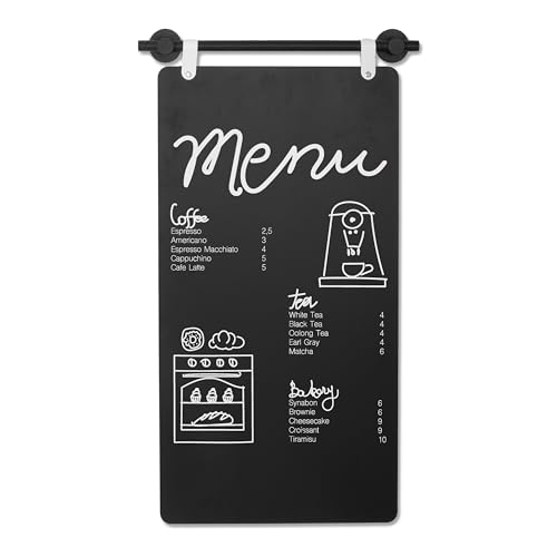 Ashton Modern Metal Magnetic Chalkboard for Wall - 17 x 31.5 Inch Large Chalk Board Sign Board for Wall, Magnet Board, Blackboard Food Truck Menu Board for Kitchen, Outdoor or Indoor Hanging Signs
