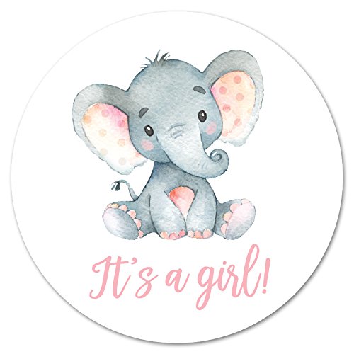 60 cnt It's a Girl Elephant Stickers (Pink)