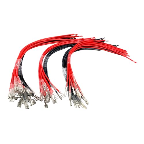 60 Pcs Speaker Wire Connectors, 2.8mm 4.8mm 6.3mm Quick Splice Female Spade Connectors Terminals with Insulating Sleeve and 25cm Length Red and Black Cables for Car Boat