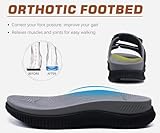 KuaiLu Mens Walking Slide Sandals Orthopedic Athletic Thick Cushion Recovery Sport Sandles Adjustable Strap Open Toe Slip On Yoga Mat Slippers Comfortable Plantar Fasciitis Arch Support Grey Size 8