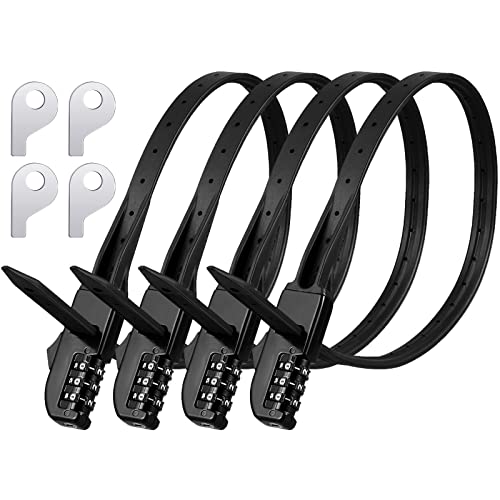Qunclay Zip Tie Bike Combination Cabinet Refrigerator Locks Bicycle Cable Combo Multi Purpose Security Rack Motorcycle Helmet Lock for Ski French Door Outdoor(Black,4 Pack)