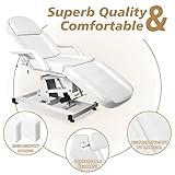 OmySalon Electric Height Adjustable Salon Tattoo Chair Esthetician Bed, Multi-Purpose Facial Bed Chair for Barber Spa Beauty Salon with Hydraulic Stool Equipment, Remote Control, White