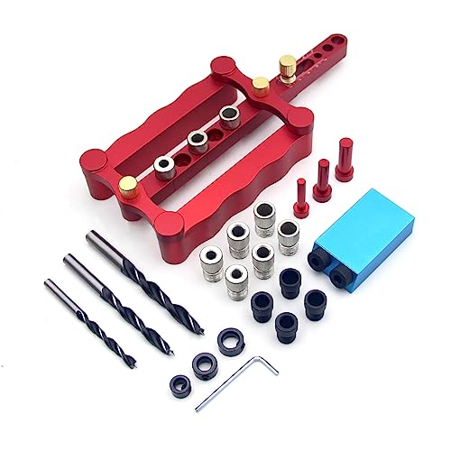 Joywayus Self Centering Dowelling Jig with Pocket Inclined Hole Jig, Metric Standard 6/8/10mm Dowels Jig Accessories, Wood Dowel Hole Drilling Guide Woodworking Positioner Locator Update Wavy Design