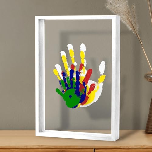 Family Handprint Kit with 6 Colors Baby-Safe Paint, Baby Hand & Footprint Frame Keepsake Kit, Child Adoption Gifts, Gifts for New Parents, Family, Friends