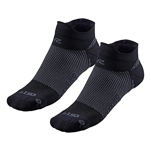 Road Runner Sports R-Gear OS1st Plantar Fasciitis No Show Socks for Men and Women, Black, L, (2 Pairs)