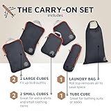 TRIPPED Travel Gear Compression Packing Cubes for Travel - Luggage and Backpack Organizer Packaging Cubes for Clothes (Grey and Orange, 6 Piece Set)