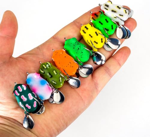 KTGCOZS Pack of 10 Mini Topwater Fishing Lures Frog Attractive Fishing Frog Sequin Realistic Frog Bait
