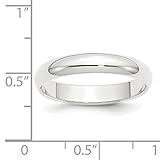 Jewelry Stores Network Solid Platinum 4 mm Comfort Fit Rounded Wedding Band Ring Size 6.5