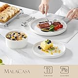 MALACASA 18 Pieces Porcelain Dinnerware Set, Modern White Dish Set for 6, Premium Serving Plates and Bowls Sets, Chip and Scratch Resistant Dishware Sets Kitchen Dishes Dining Ware Set, Series LEAH