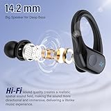 Wireless Earbuds Bluetooth 5.4 Headphones 75H Playtime Stereo Deep Bass Sports Ear Buds with Earhooks, LED Display Bluetooth Earbuds with 4 ENC Mic, IP7 Waterproof Earphone for Workout/Running, Black