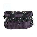 Lost Queen Striped Punk Rock Steampunk Purse with Handcuff Skull Charm (Purple)