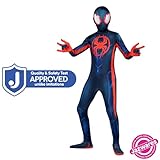 Marvel Miles Morales: Spider-Man Official Youth Deluxe Zentai Costume - Stretch Spandex with Hidden Zippers, Wrist Slits (M) Multi